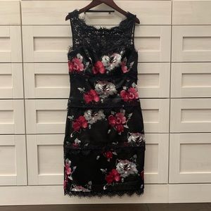 WHITE BLACK floral lace dress